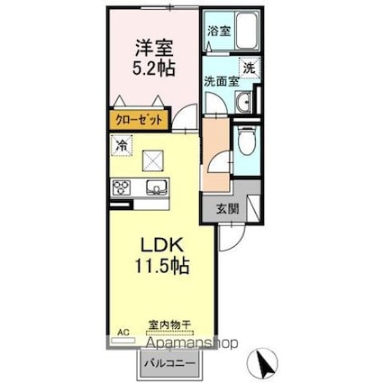 カリーノひな[1LDK/40.95m2]の間取図