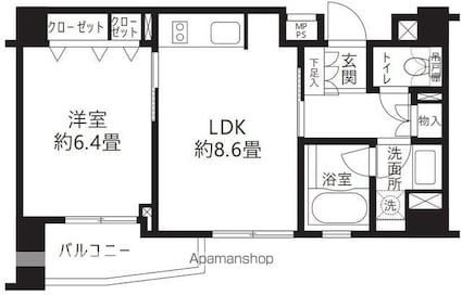 クリオ渋谷ラ・モード[1LDK/38.67m2]の間取図