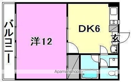 セントポーリア山越[1DK/40m2]の間取図