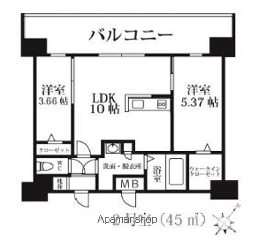 福岡市中央区天神のマンションの間取り