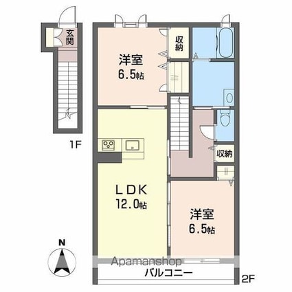 アルフラット椿　Ｂ棟[2LDK/66.32m2]の間取図