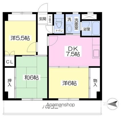 ビッグ第一ハイツ[3DK/65.52m2]の間取図