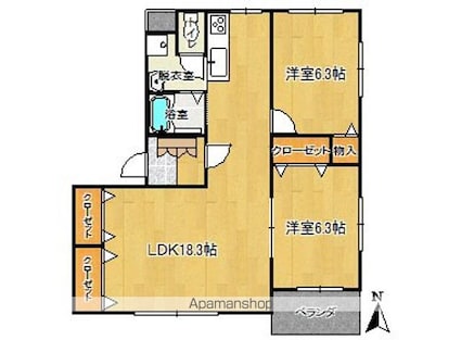グランエスポワールⅤ[2LDK/68.13m2]の間取図