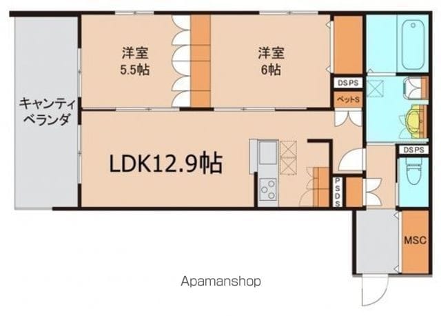 ＬＥ　ＣＩＥＬ 201 ｜ 千葉県流山市木１丁目25-3（賃貸マンション2LDK・2階・59.60㎡） その2