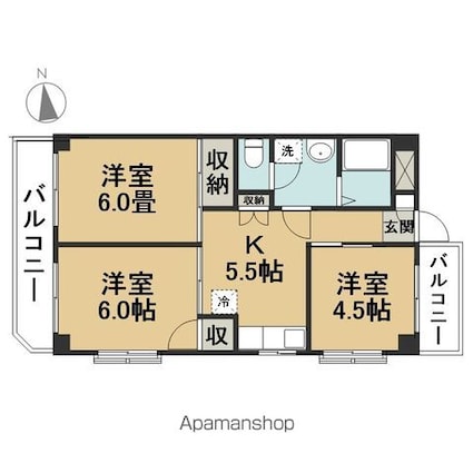 東京都江戸川区南葛西６丁目[3K/48.6m2]の間取図