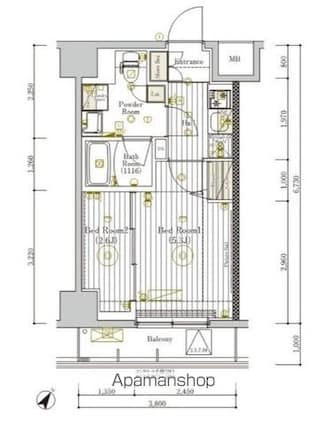 ミライズ新小岩マーロ[2K/25.57m2]の間取図