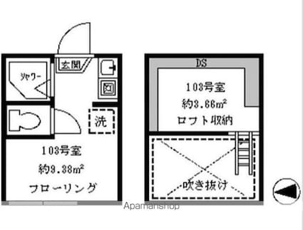 フェリスキング[1R/9.38m2]の間取図