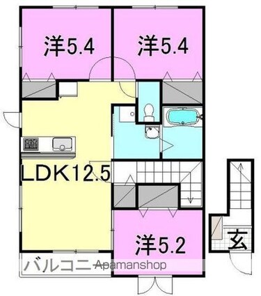 ネオハウスマツバラ　Ａ・Ｂ・Ｃ棟[3LDK/66.8m2]の間取図