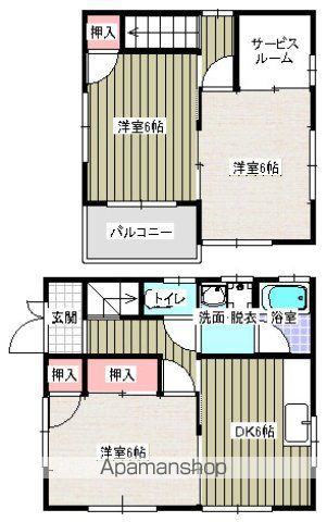 福塩線 横尾駅 徒歩10分 2階建 築27年の間取り写真