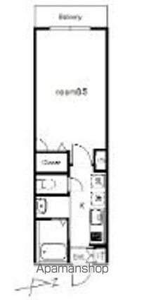 アズーリ蓮根[1K/28.5m2]の間取図