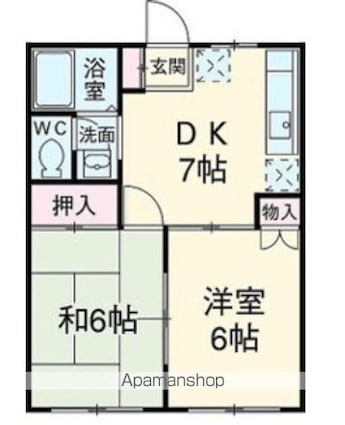 クロノス拝島町Ｎｏｒｔｈ[2DK/39.6m2]の間取図