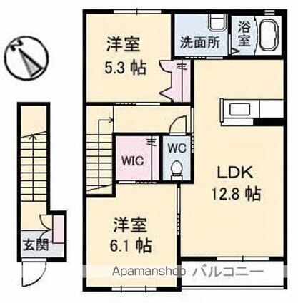 メゾン楽天　Ｂ棟[2LDK/61.21m2]の間取図