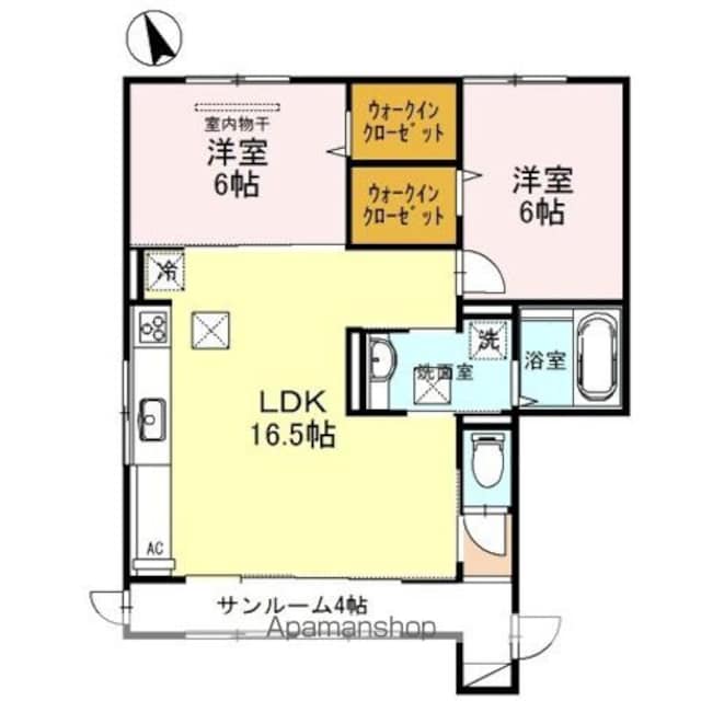 Ｄーｒｏｏｍシャルム　Ａ棟[2LDK/69.51m2]の間取図