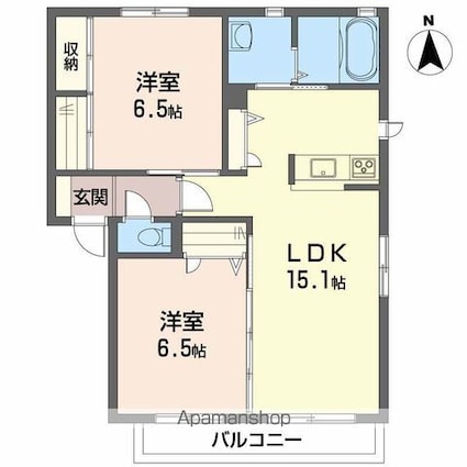 グランマスト古川北　Ａ棟[2LDK/61.6m2]の間取図
