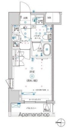 東京都練馬区桜台４丁目[1K/25.91m2]の間取図