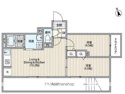 ＨＪクラウン１[2LDK/41.39m2]の間取図