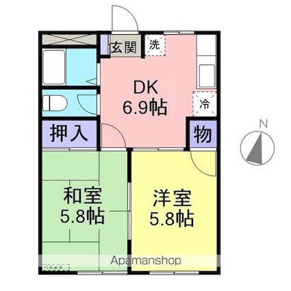 メゾン大森Ｂ[2DK/39.7m2]の間取図