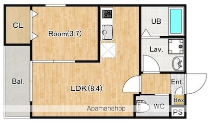 ジーメゾン春日部ウェスト[1LDK/30m2]の間取図
