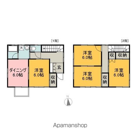 御殿場線 長泉なめり駅 徒歩18分 2階建 築46年の間取り写真