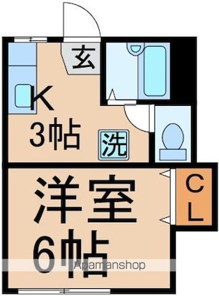 フォーブル藤野[1K/25m2]の間取図