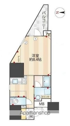 ＺＯＯＭ信濃町[1K/33.24m2]の間取図