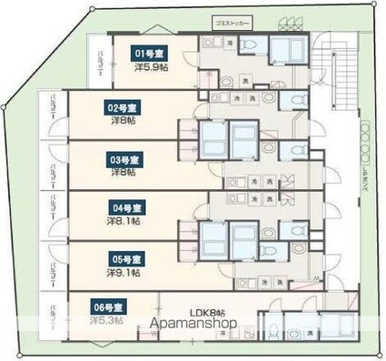クラブレジデンス東青梅[1K/24.84m2]の間取図