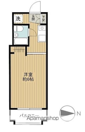 プリュメゾン駒沢[1R/18.46m2]の間取図