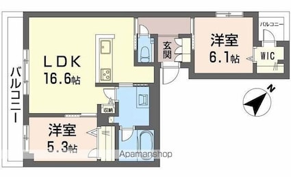 フィグ古江東町[2LDK/66.3m2]の間取図