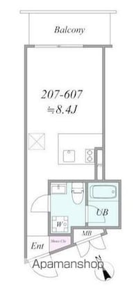 ｔｈｅ　ｔｒｉａｓ　ｋａｓｈｉｗａ[1R/20.5m2]の間取図