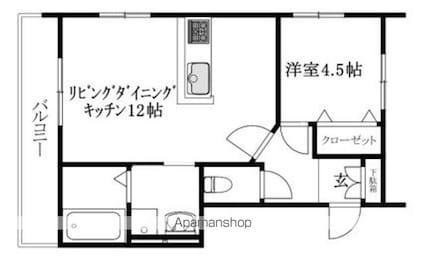 ＭＫＯ中須賀Ｃ[1LDK/41.51m2]の間取図