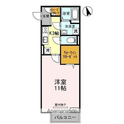 Ｄーｒｏｏｍ　ＭＡＬＤＡ（マルダ）　Ａ棟[1K/36.95m2]の間取図