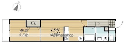 ＭＥＬＤＩＡ福生Ⅲ[1LDK/32.92m2]の間取図
