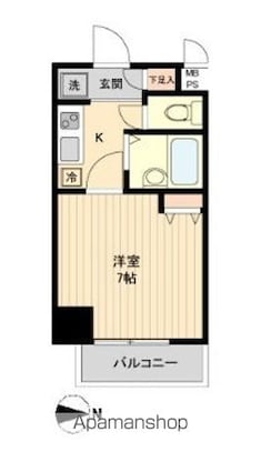ＨＦ亀戸レジデンス[1K/21.93m2]の間取図
