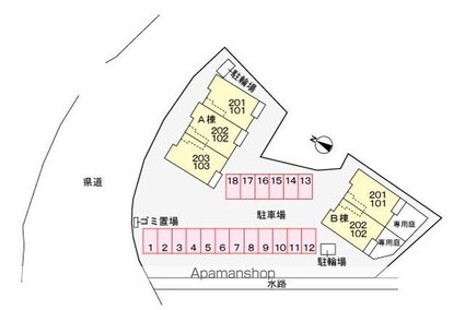 カルム・グラース　Ⅰ[2LDK/56.72m2]の配置図