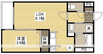 月光福山東壱番館[1LDK/29.4m2]の間取図