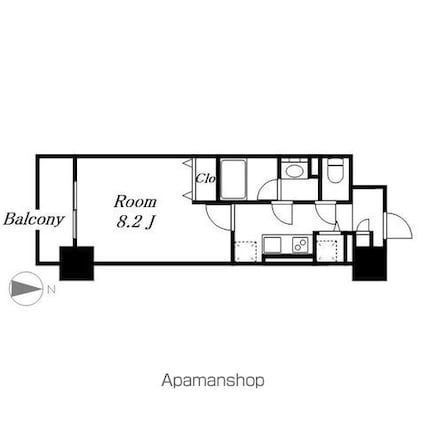 グリーンコート中島[1K/28.94m2]の間取図