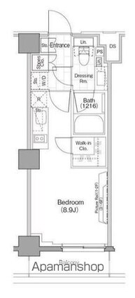 ザ・パークハビオ新宿[1R/25.17m2]の間取図