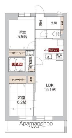 神奈川県川崎市中原区井田1丁目の賃貸マンションの間取り