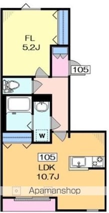 東京都世田谷区経堂１丁目[1LDK/41.22m2]の間取図