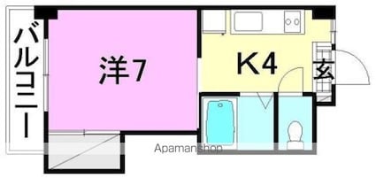 ミラハイツ枝松[1K/21.42m2]の間取図