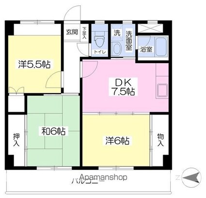 ビッグ第一ハイツ[3DK/65.52m2]の間取図