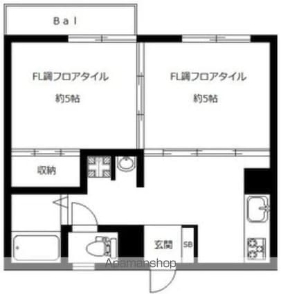 東京都中野区中央３丁目[2K/33m2]の間取図