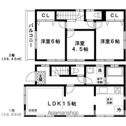 池袋三丁目戸建[3LDK/75.33m2]の間取図