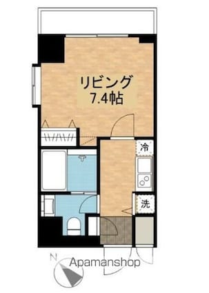 東京都世田谷区下馬２丁目[1K/25.14m2]の間取図