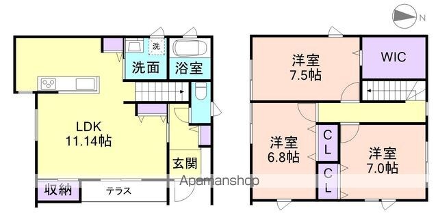 北出島テラスハウス（仮[3LDK/97.7m2]の間取図