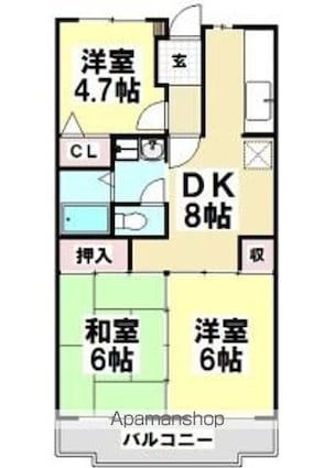 ツイン青山[3DK/55.05m2]の間取図