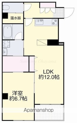 岡山県岡山市北区表町２丁目[1LDK/47.84m2]の間取図