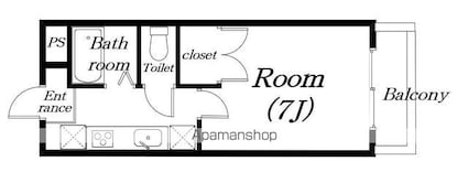 エルミナフラット南彦根[1K/21m2]の間取図