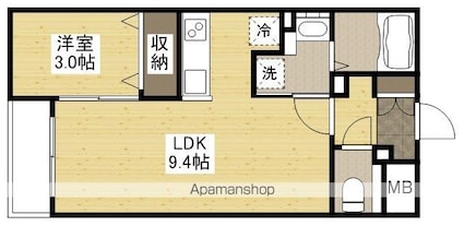 月光東福山駅前[1LDK/29.89m2]の間取図