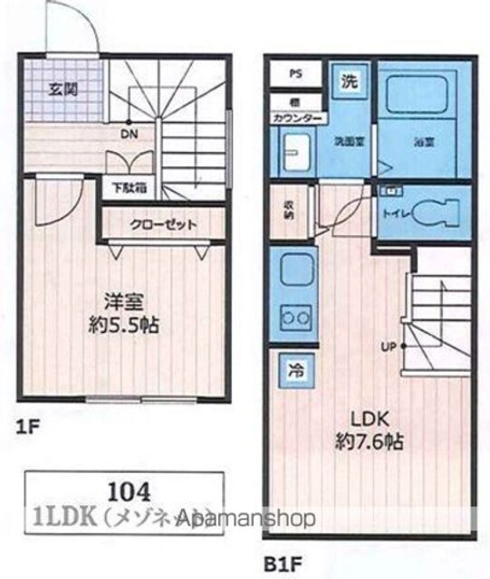 ザ・レジデンス下北沢[1LDK/43.18m2]の間取図